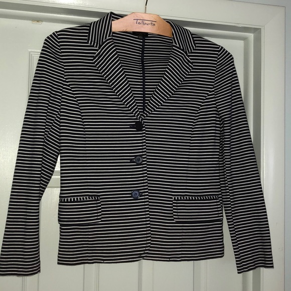 Talbots Jackets & Blazers - Talbots Navy and White Striped Ponte Blazer - LP